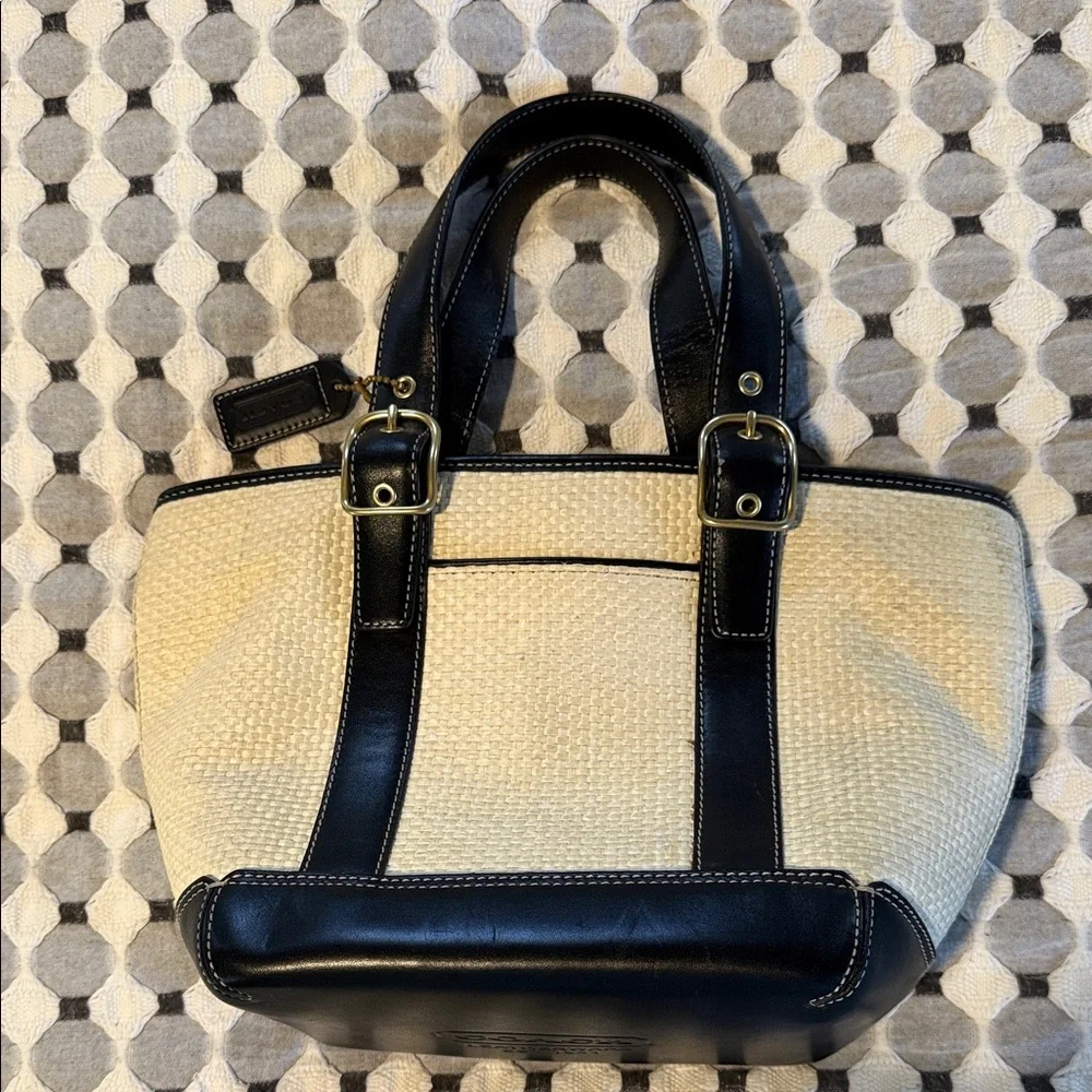 Coach Classic Two-Tone Black and Cream Tote Bag